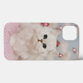 Coques Case-Mate iPhone Chat persan se reposant sur le coussin rose (Verso (horizontal))