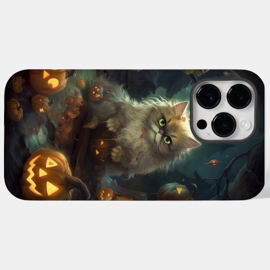 Coques Case-Mate iPhone Chat perse d'Halloween avec effroi Citrouille (Verso (horizontal))