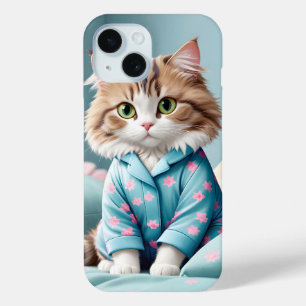 Coque Pour iPhone 15 Chat portant un pyjama