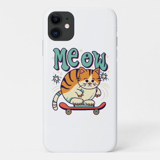 Coques Case-Mate iPhone Chat qui fait du skate en miaulant (Dos)