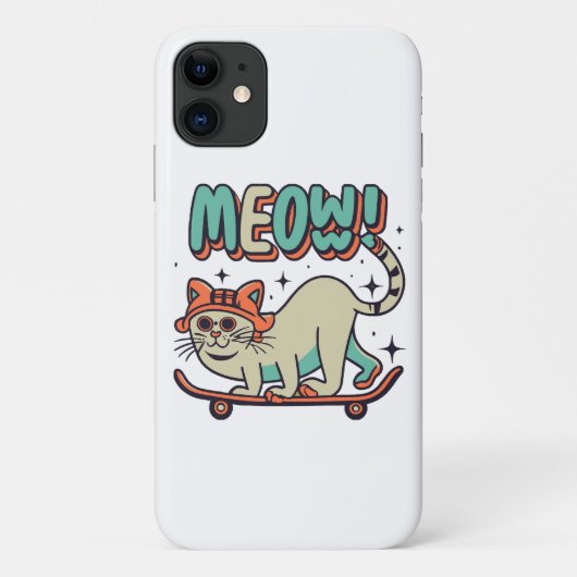 Coques Case-Mate iPhone Chat qui fait du skate Meow (Dos)