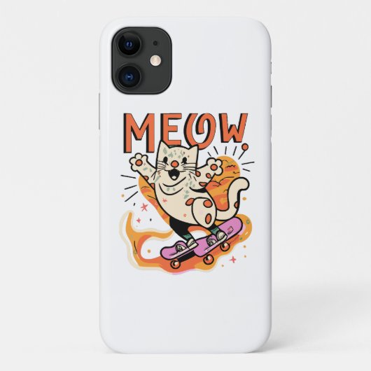 Coques Case-Mate iPhone Chat qui patine Miaou (Dos)