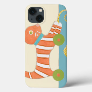 Coques Pour iPhone Chat rayé de jouet avec la boule de la ficelle