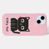 Coques Case-Mate iPhone Chat rose et noir mignon (Verso (horizontal))