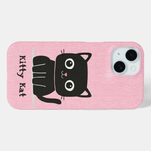 Coques Case-Mate iPhone Chat rose et noir mignon (Verso (horizontal))