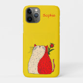Coques Case-Mate iPhone Chat rouge et blanc avec fleur (Dos)