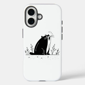 Coques iPhone 16 Chat smoking en smoking qui miaule à tue-tête