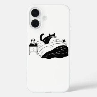 Coques iPhone 16 Chat Smoking Tuxedo Choqué Se Réveillant Au Réveil