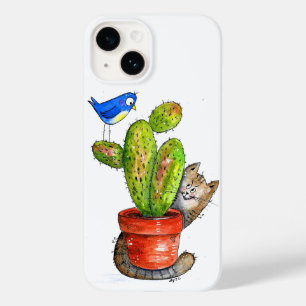Coque Pour iPhone 14 Chat sournois avec Cactus