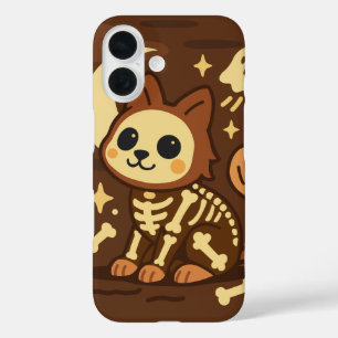 Coques iPhone 16 Chat squelette effrayant et fantôme