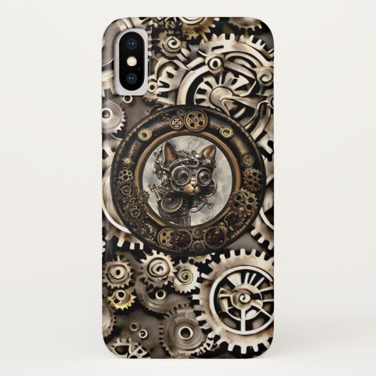 Coques Case-Mate iPhone Chat Steampunk portant des lunettes - iPhone X Coq (Dos)