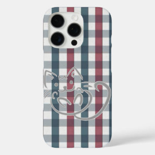 Coques iPhone 16 Pro Chat sur plaque rouge et bleue