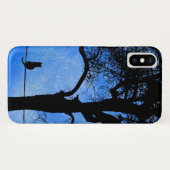 Coques Case-Mate iPhone Chat sur une lune bleue fil (Dos (Horizontal))