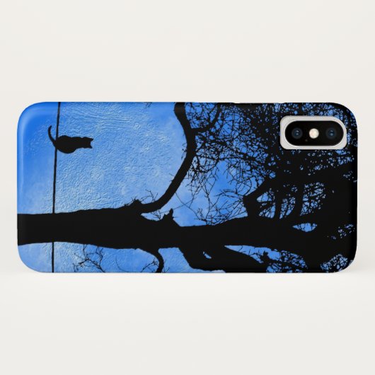 Coques Case-Mate iPhone Chat sur une lune bleue fil (Dos (Horizontal))
