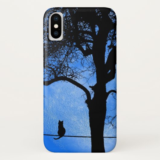 Coques Case-Mate iPhone Chat sur une lune bleue fil (Dos)