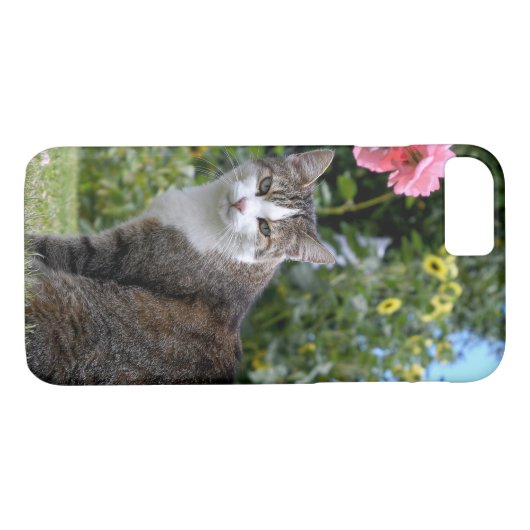 Coques Case-Mate iPhone chat tabby dans la cour (Dos (Horizontal))