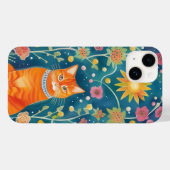 Coques Case-Mate iPhone Chat tigré d'art folklorique fantaisiste (Verso (horizontal))
