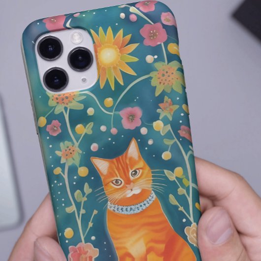 Coques Case-Mate iPhone Chat tigré d'art folklorique fantaisiste