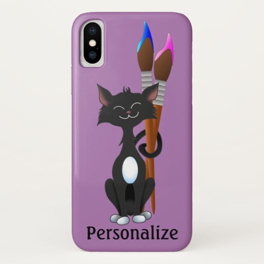Coques Case-Mate iPhone Chat Tuxedo Avec Brosses Artistes (Dos)