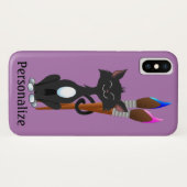 Coques Case-Mate iPhone Chat Tuxedo Avec Pinceaux D'artiste (Dos (Horizontal))