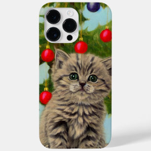 Coque Pour Pour iPhone 14 Pro Max Chat vintage et sapin de Noël