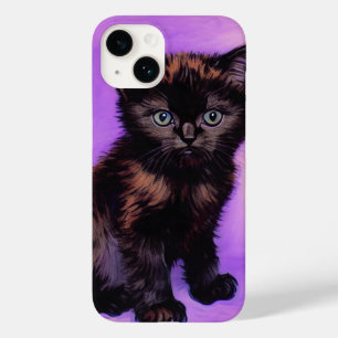 Coque Pour iPhone 14 Chat Violet de Style Van Gogh