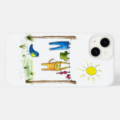 Coques Case-Mate iPhone Chat Whimsical sur une ligne de linge (Verso (horizontal))