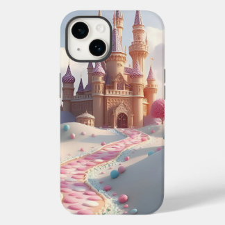 Coque Pour iPhone 14 Château de fée Snowy Pink Candyland