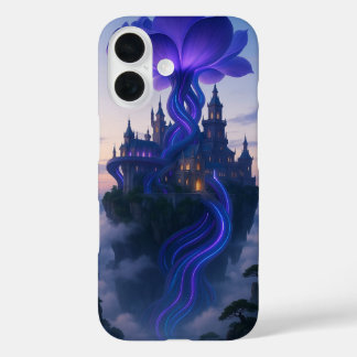 Coques iPhone 16 Château d'Imaginaire avec Fleur violet brillant -
