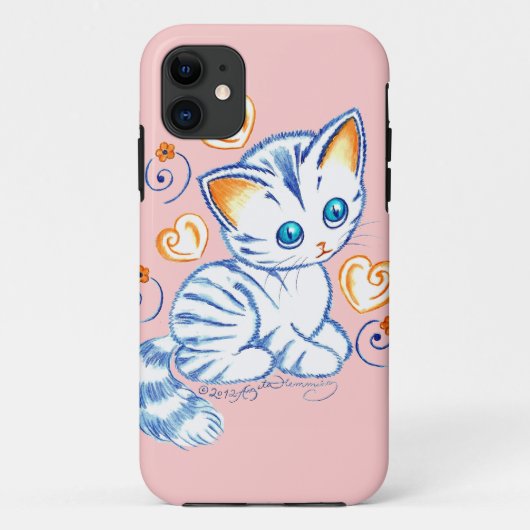 Coques Case-Mate iPhone Chaton avec des coeurs et des remous (Dos)
