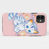 Coques Case-Mate iPhone Chaton avec des coeurs et des remous (Dos (Horizontal))