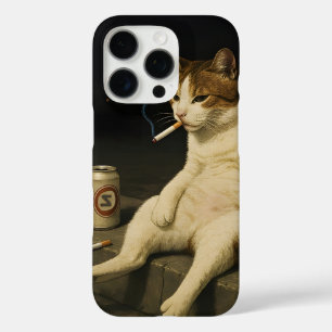 Coques iPhone 16 Pro Chaton Cigarette Drôle Chat Qui Fume Mème Générati