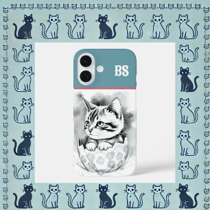 Coques iPhone 16 Chaton de Pâques fantaisiste dans une coquille d'o