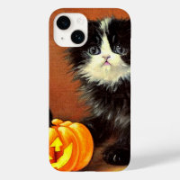 Chaton d'Halloween noir et blanc vintage