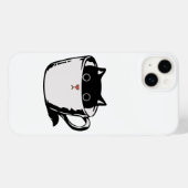 Coques Case-Mate iPhone Chaton noir avec nez rouge caché dans une tasse (Verso (horizontal))