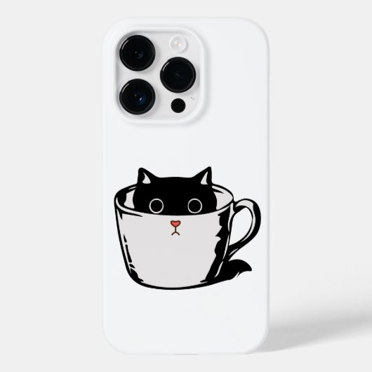 Coques Case-Mate iPhone Chaton noir avec nez rouge caché dans une tasse (Verso)