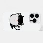 Coques Case-Mate iPhone Chaton noir avec nez rouge caché dans une tasse (Verso (horizontal))