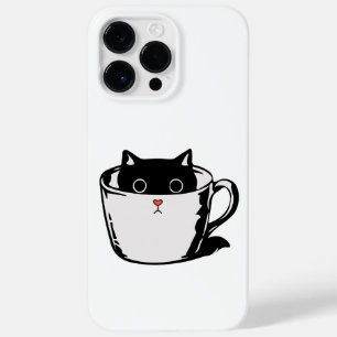 Coque Pour Pour iPhone 14 Pro Max Chaton noir avec nez rouge caché dans une tasse