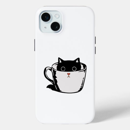 Coques Case-Mate iPhone Chaton noir avec nez rouge caché dans une tasse (Verso)