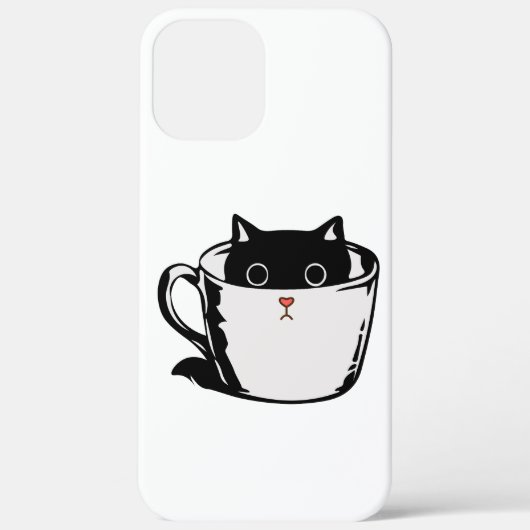 Coques Case-Mate iPhone Chaton noir avec nez rouge caché dans une tasse (Verso)