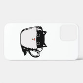 Coques Case-Mate iPhone Chaton noir avec nez rouge caché dans une tasse (Verso (horizontal))