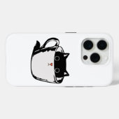Coques Case-Mate iPhone Chaton noir avec nez rouge caché dans une tasse (Verso (horizontal))