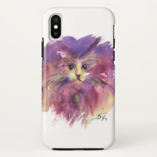 Case-Mate iPhone Case Chaton VIOLET, PORTRAIT DE CHAT, Blanc