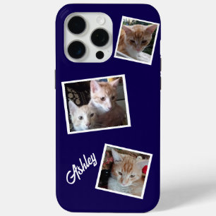 Coque iPhone 15 Pro Max Chats 3 Photos Collage Animaux de compagnie Nom Ma