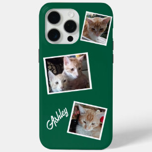 Coque iPhone 15 Pro Max Chats 3 Photos Collage Animaux de compagnie Nom Ve