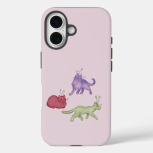 Coques iPhone 16 Chats Aliens Espace Fantaisiste Chat Drôle Sci-Fi