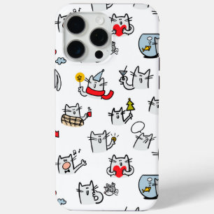 Coque iPhone 15 Pro Max Chats amusants, lait et magie.