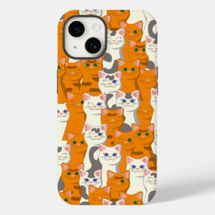 Coque Pour iPhone 14 Chats blancs et gingembre motif yeux verts yeux bl