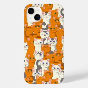 Coque Pour iPhone 14 Plus Chats blancs et gingembre motif yeux verts yeux bl