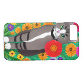 Coques Case-Mate iPhone Chats blancs et gris Whimsical et Fleur rouge (Dos (Horizontal))